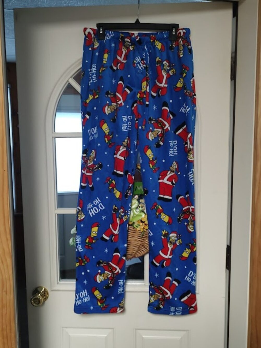 New The Simpsons Blue Christmas D'OH HoHo Soft Fleece Sleep Pants Men's L